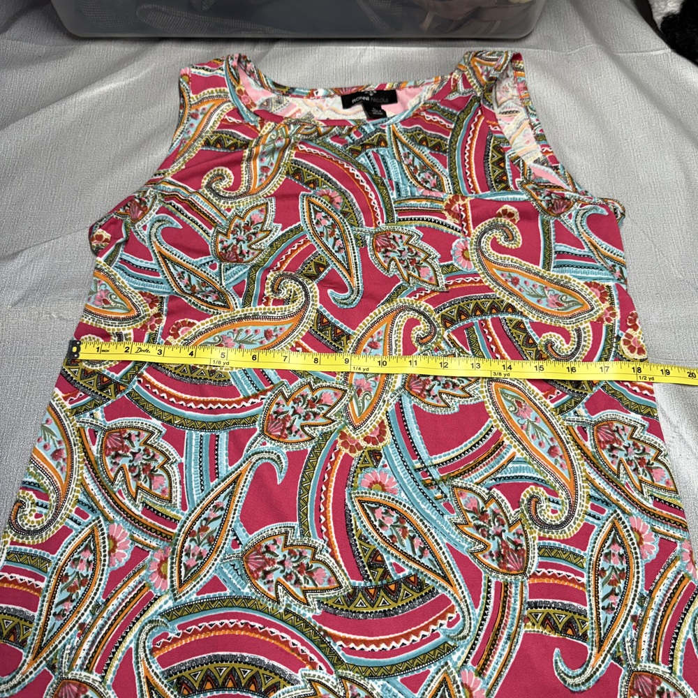 Ronni Nicole Paisley Shift Dress Womens L Colorblock - Picture 6 of 7